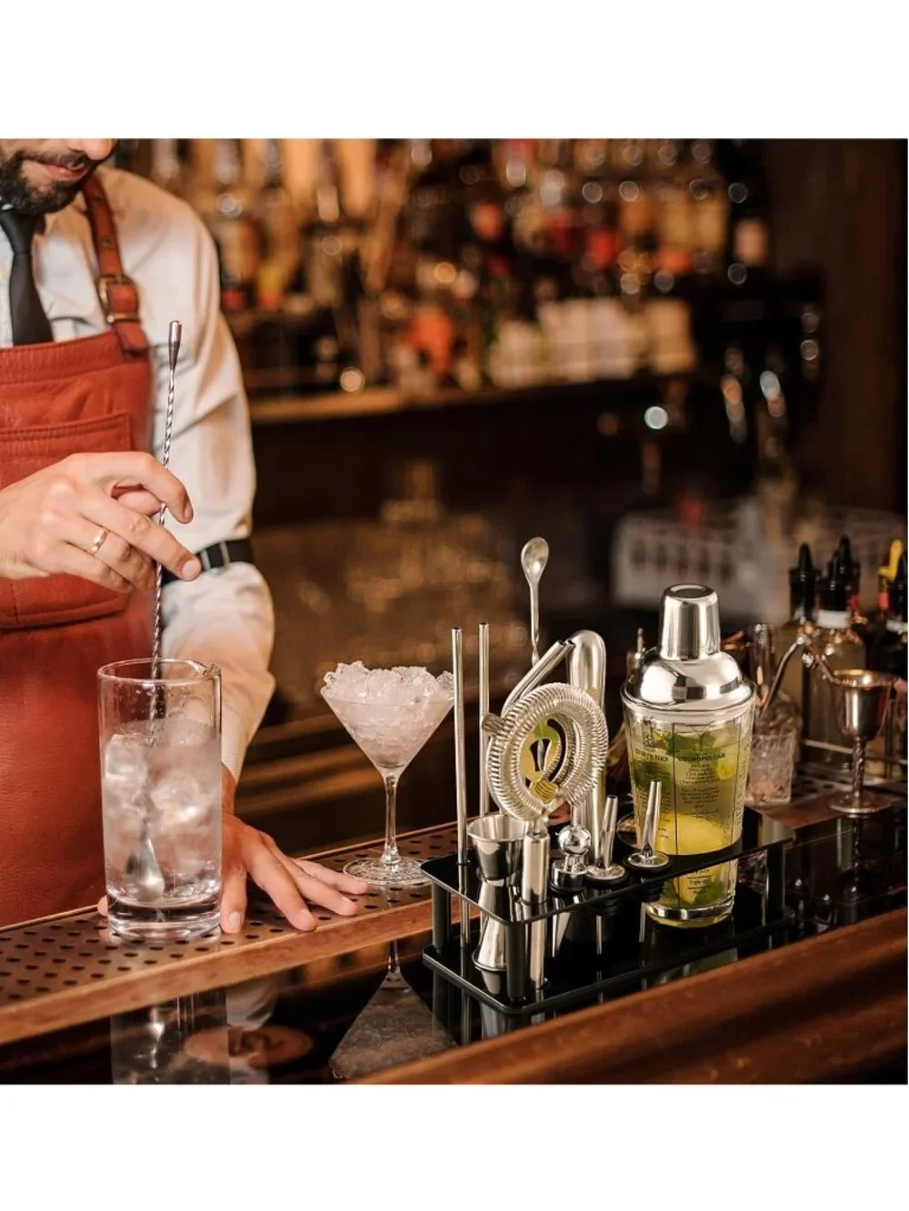 Professional Cocktail Shaker Bartender Tool Stand - NEW